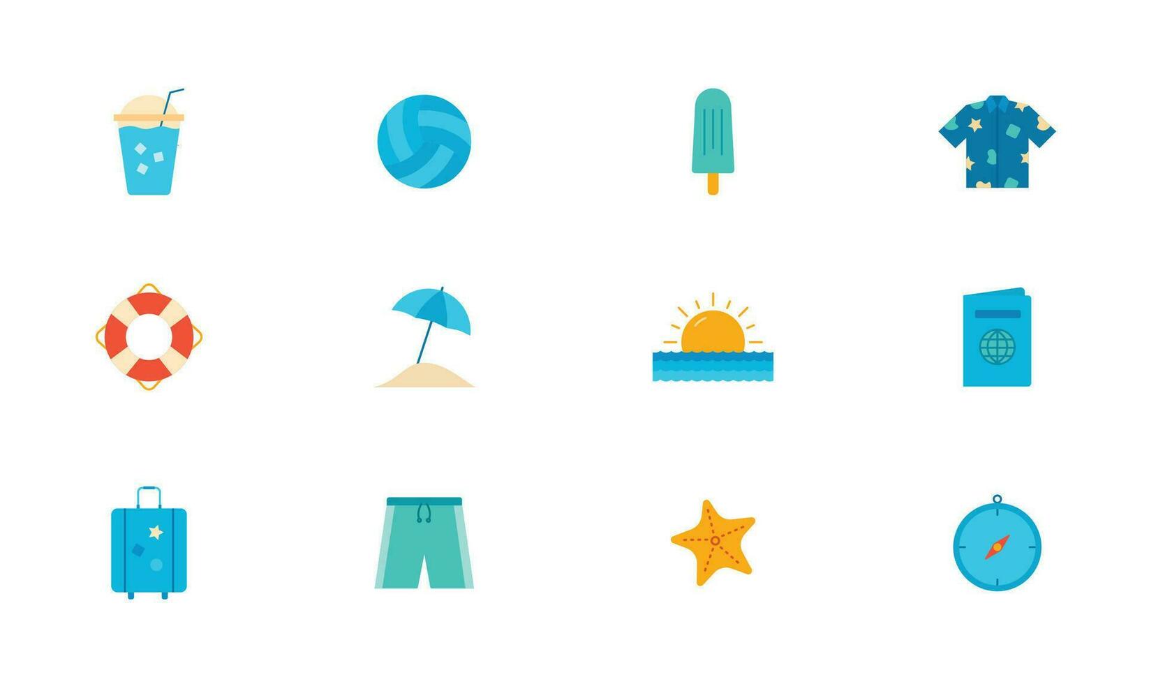 Summer Icon with Flat Vector Style