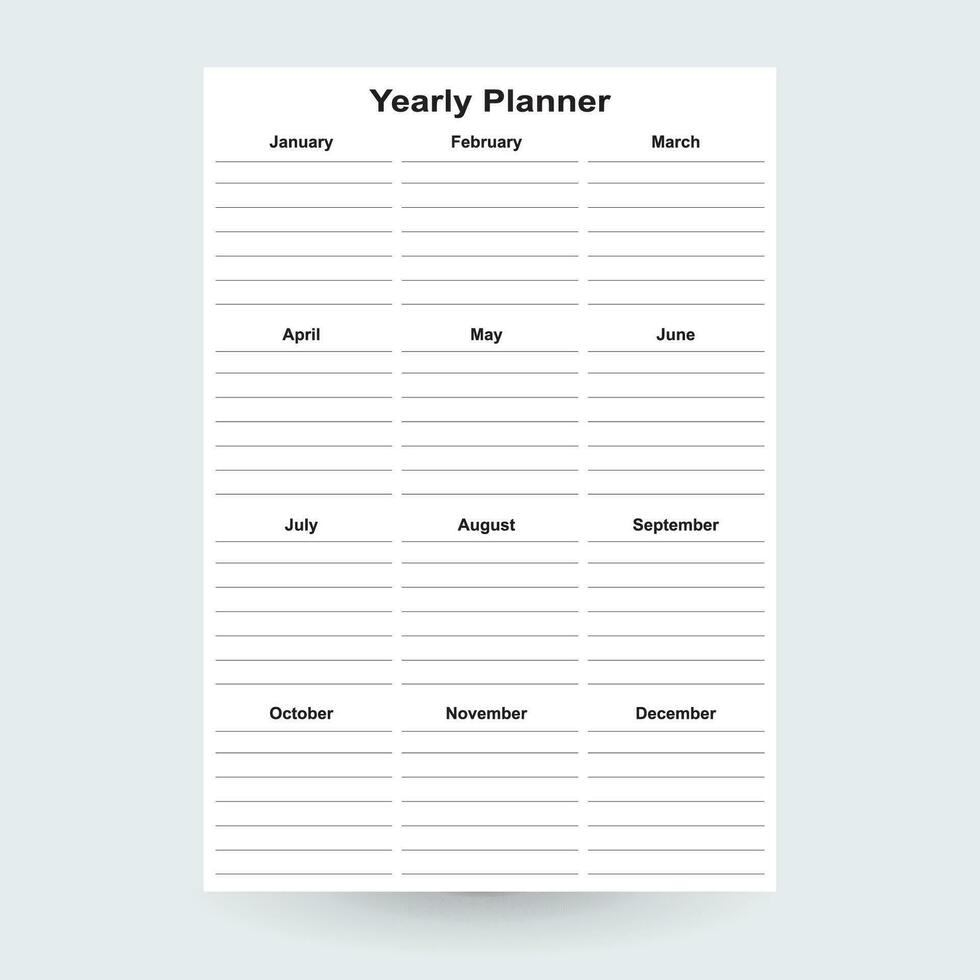 Yearly Planner,Year at a Glance,Annual Planner,Yearly Organizer,Annual Overview,Yearly Goal Tracker,Monthly Planner,Yearly Planning Template vector