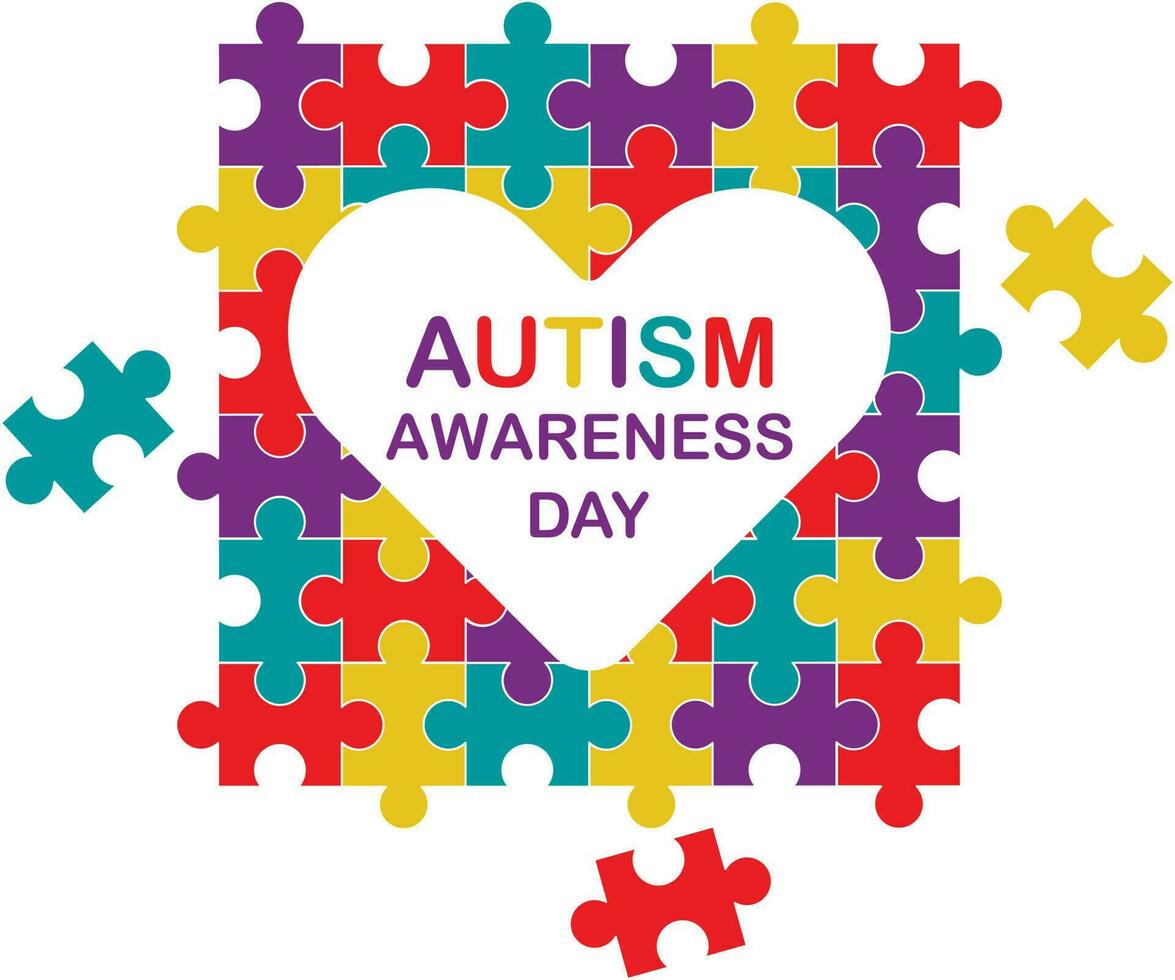 Autism Awareness Month. Multicolored puzzle. Healthcare concept. Vector illustration on white background
