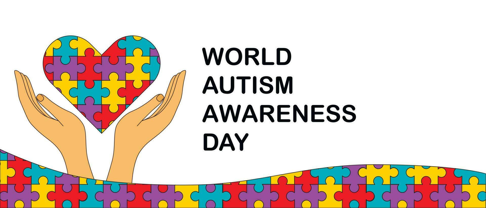 Autism Awareness Month. Multicolored puzzle. Healthcare concept. Vector illustration on white background
