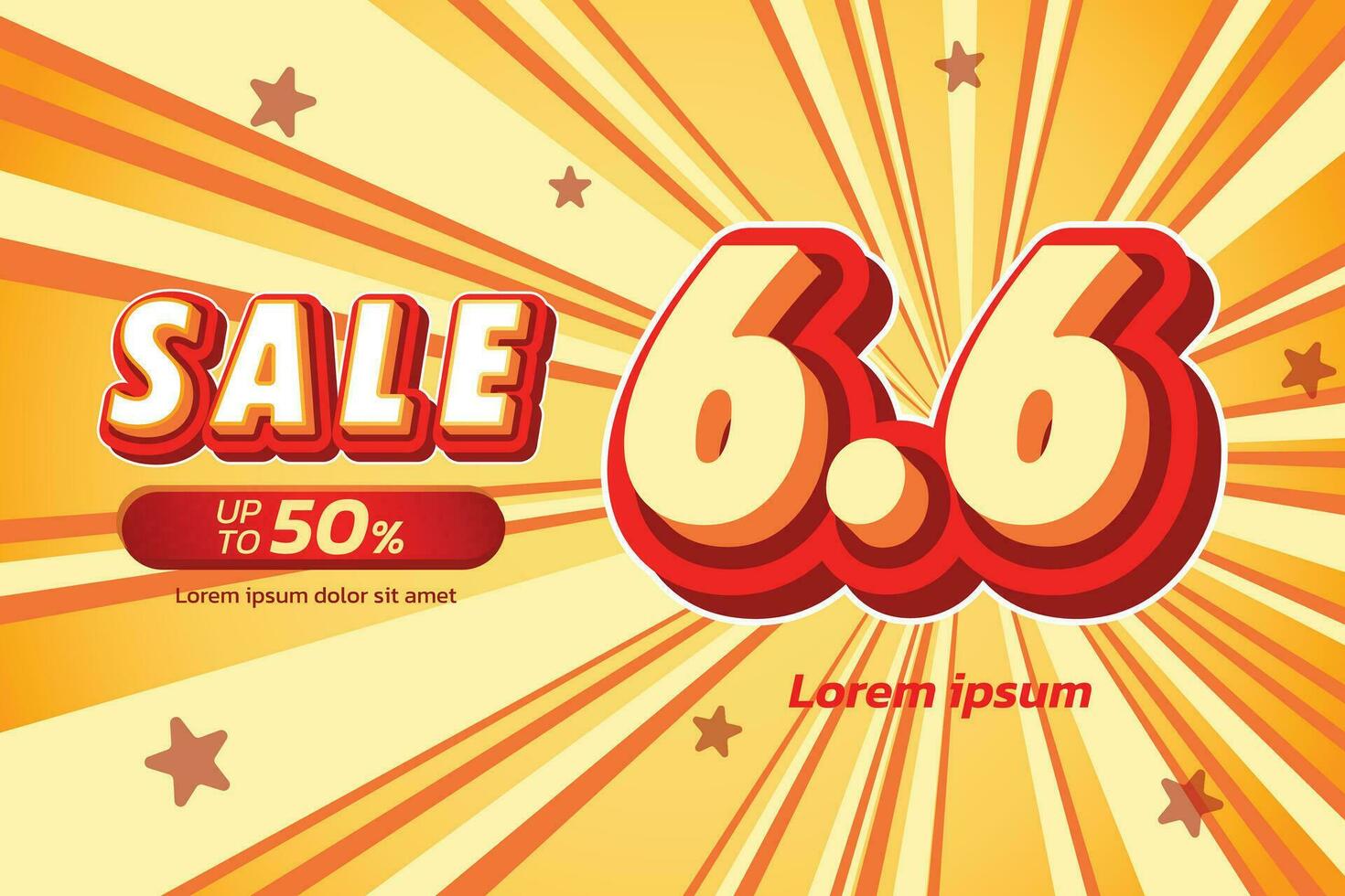 6.6 sale, Promotion label sale, alphabet 3d text effect, promotion discount label. vector