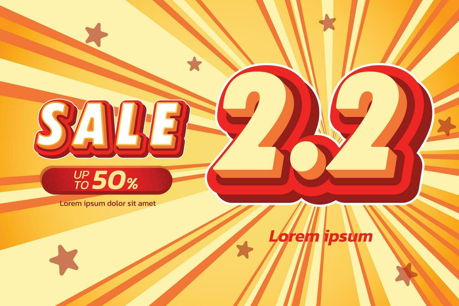 2.2 sale, Promotion label sale, alphabet 3d text effect, promotion discount label. vector