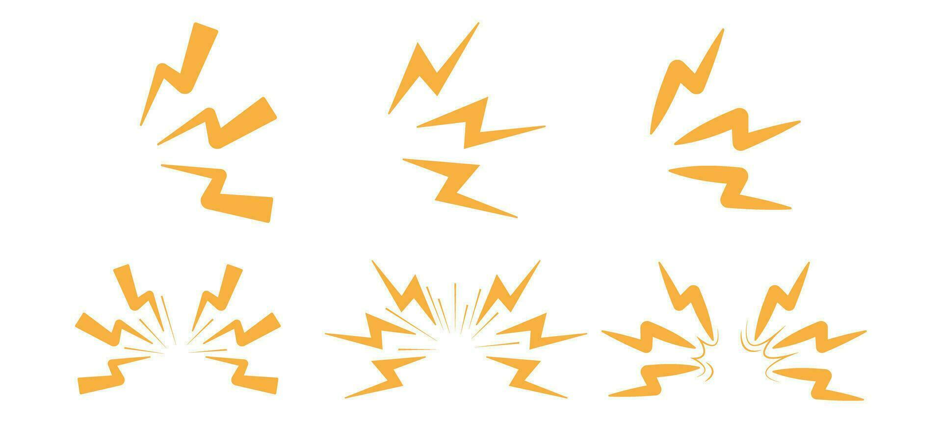 doodle radial thunder bolt lightning cartoon manga effect vector