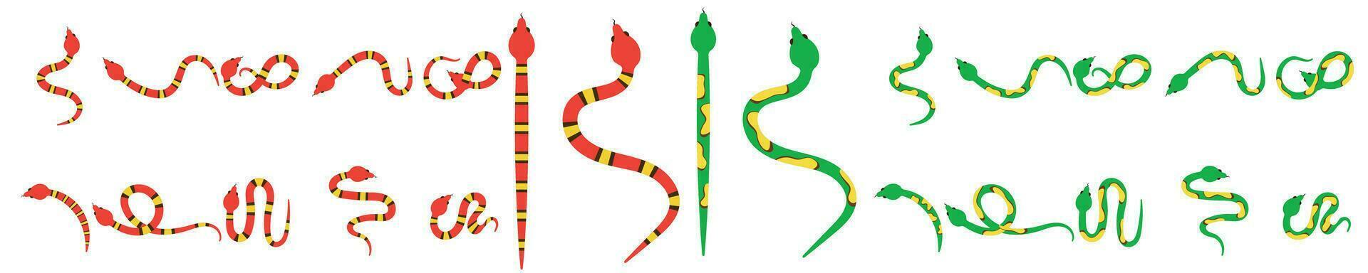 cute cartoon snake red and green vector