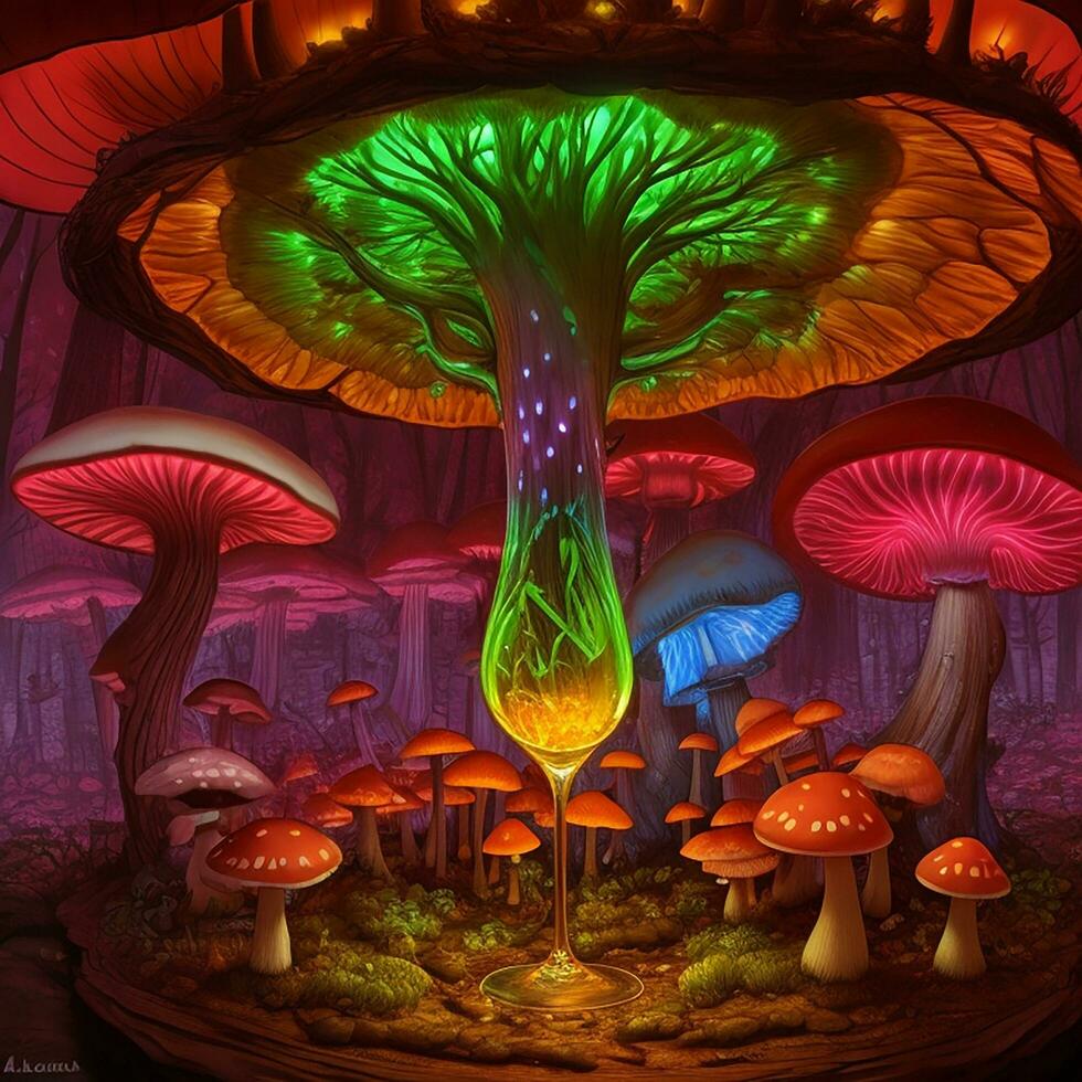 natural beautiful mushroom, generative ai photo