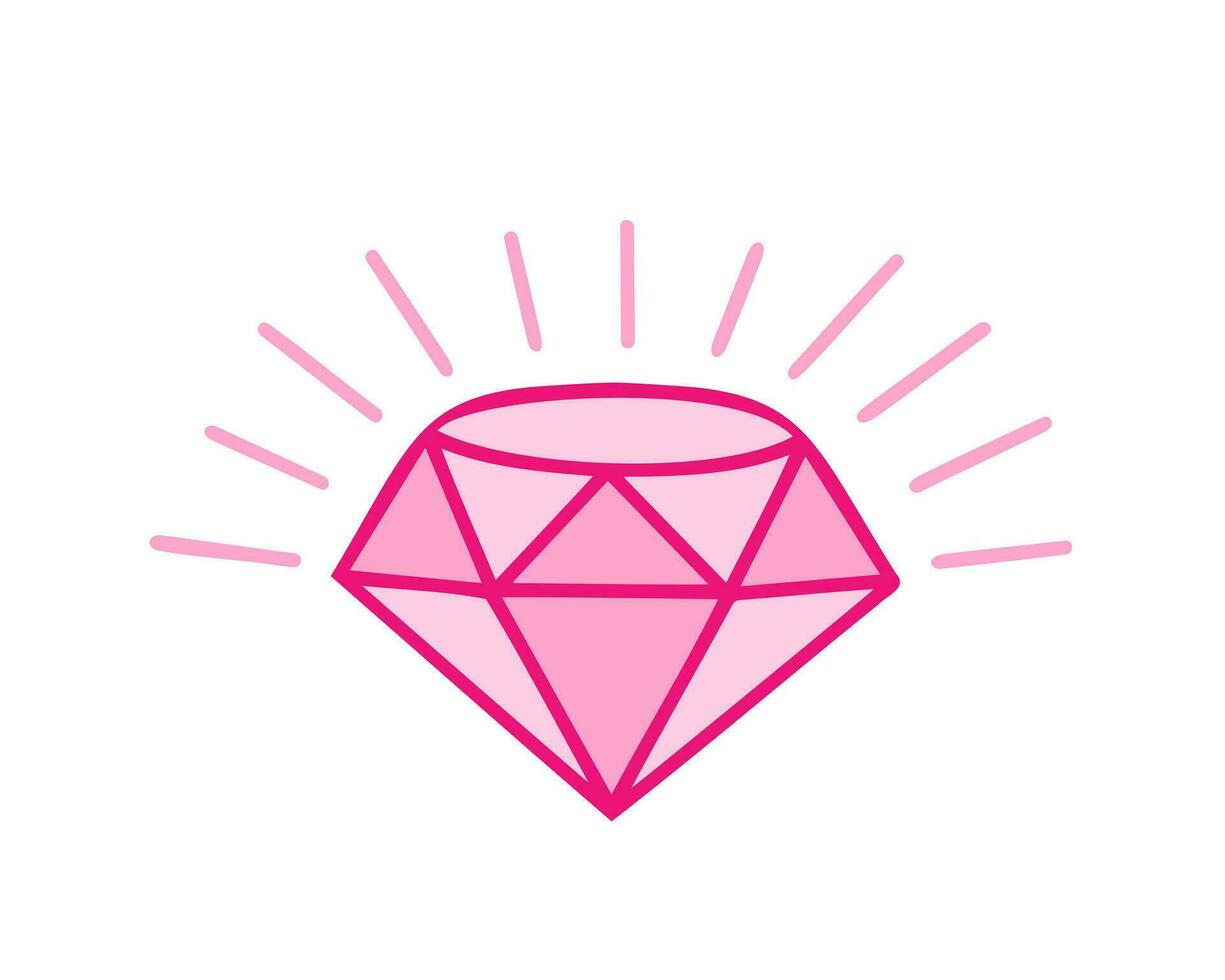 pink diamond, crystal. Illustration for printing, backgrounds, covers and packaging. Image can be used for greeting cards, posters, stickers and textile. Isolated on white background. vector