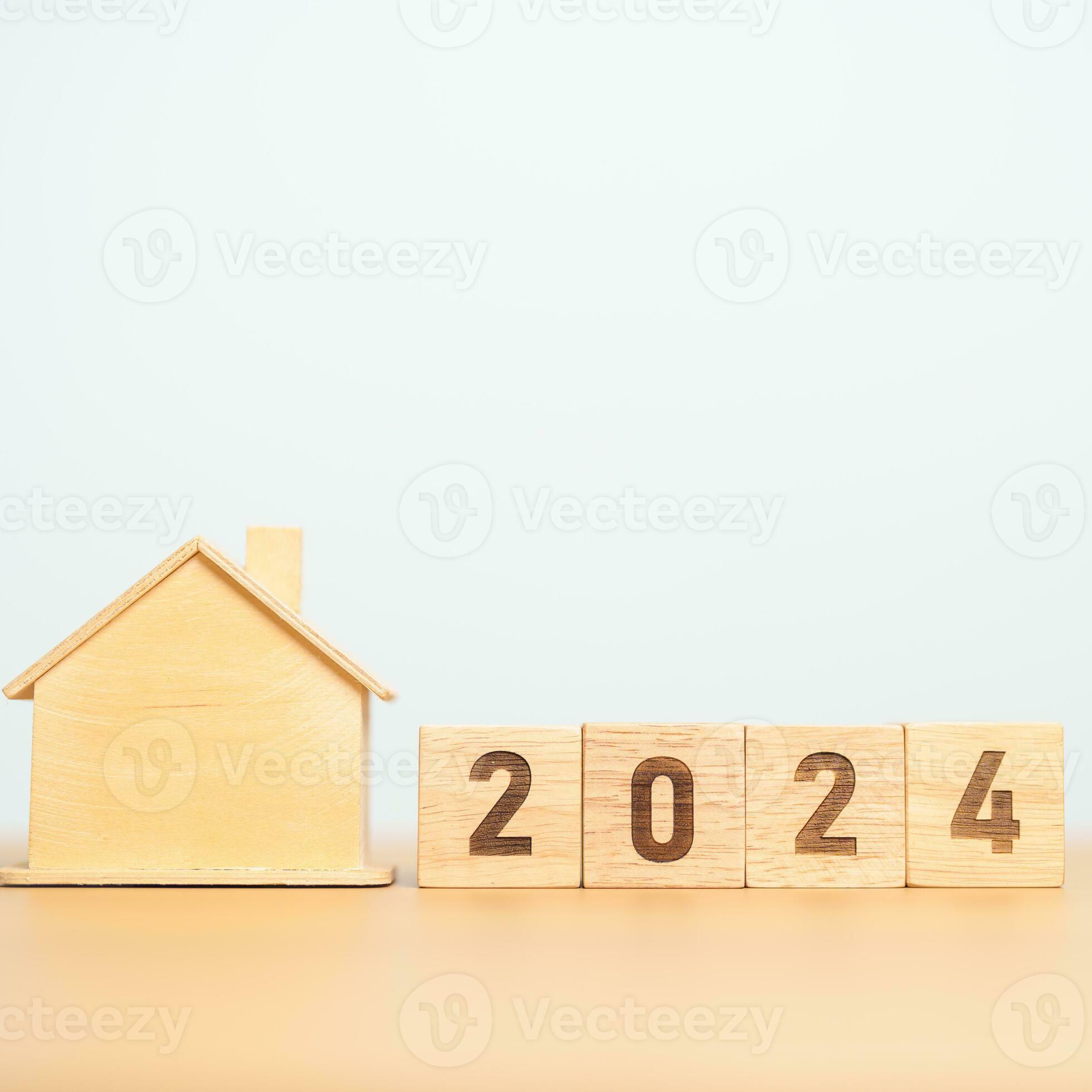 2024 block with house model. real estate, Home loan, tax, investment