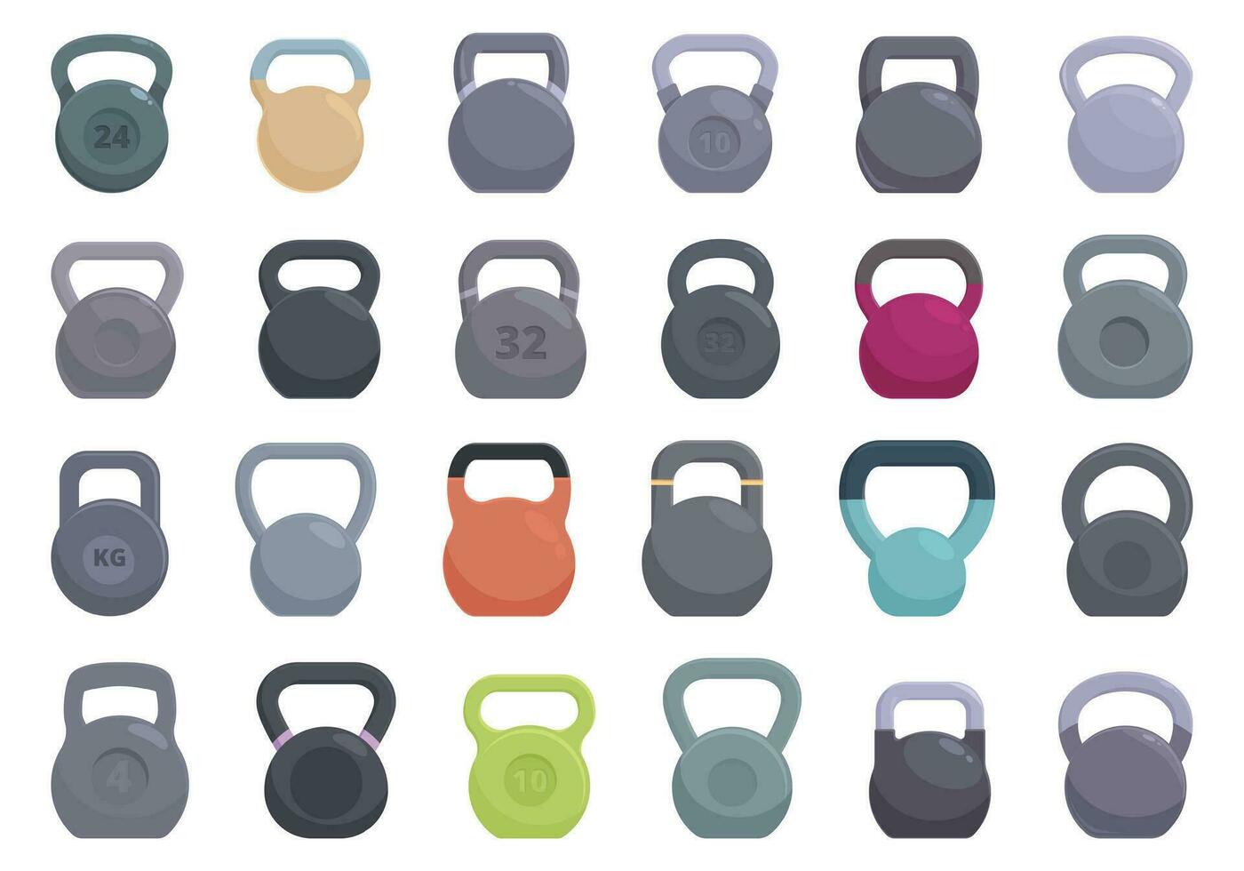 Kettlebell icons set cartoon vector. Kilogram fitness vector