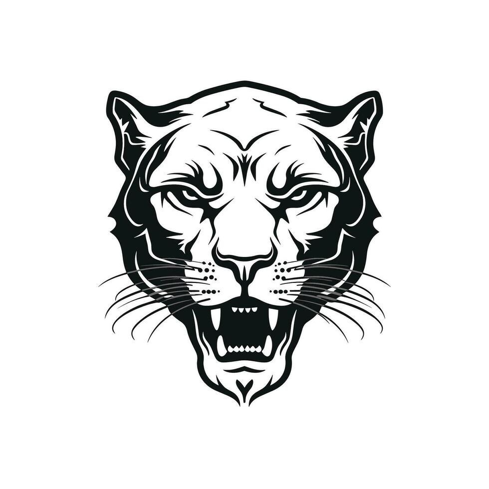 The Fierce Tiger Snarl in Black and White vector