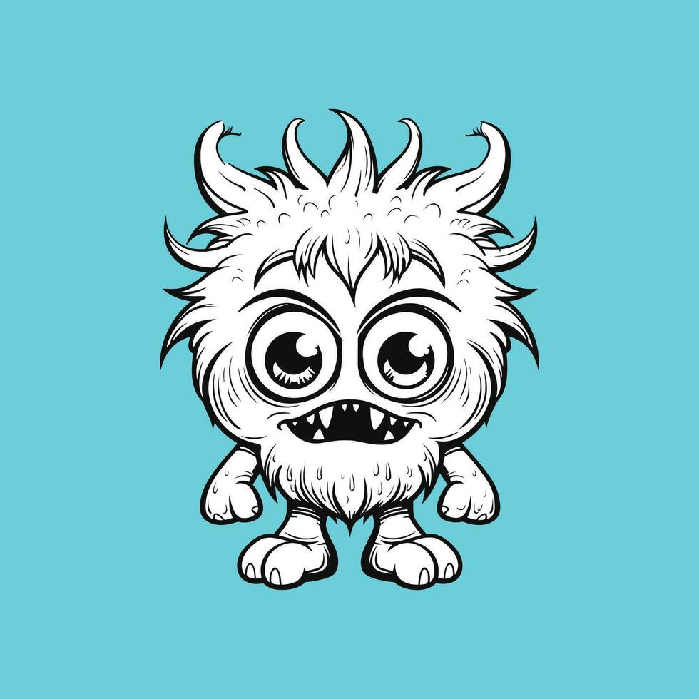 The Furry Cartoon Monster with Horns vector