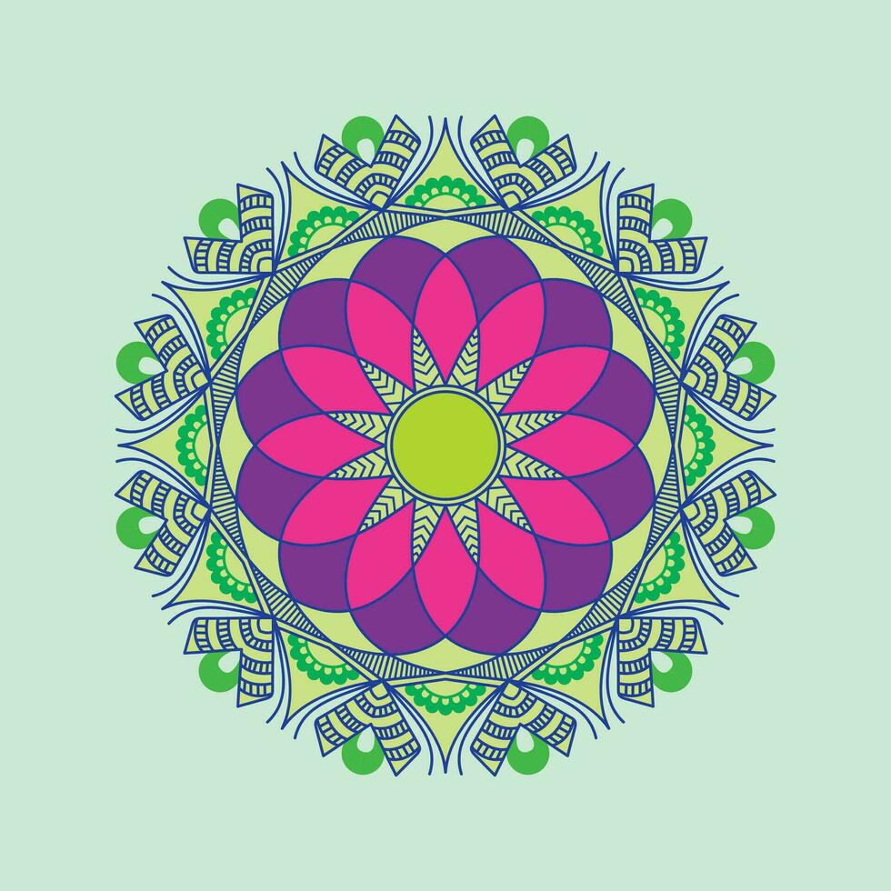 Circular pattern in form of mandala with flower for Henna, tattoo, decoration. Decorative ornament in ethnic oriental style. Hand drawn background. Islam, Arabic, Indian. Mandalas for coloring book. vector