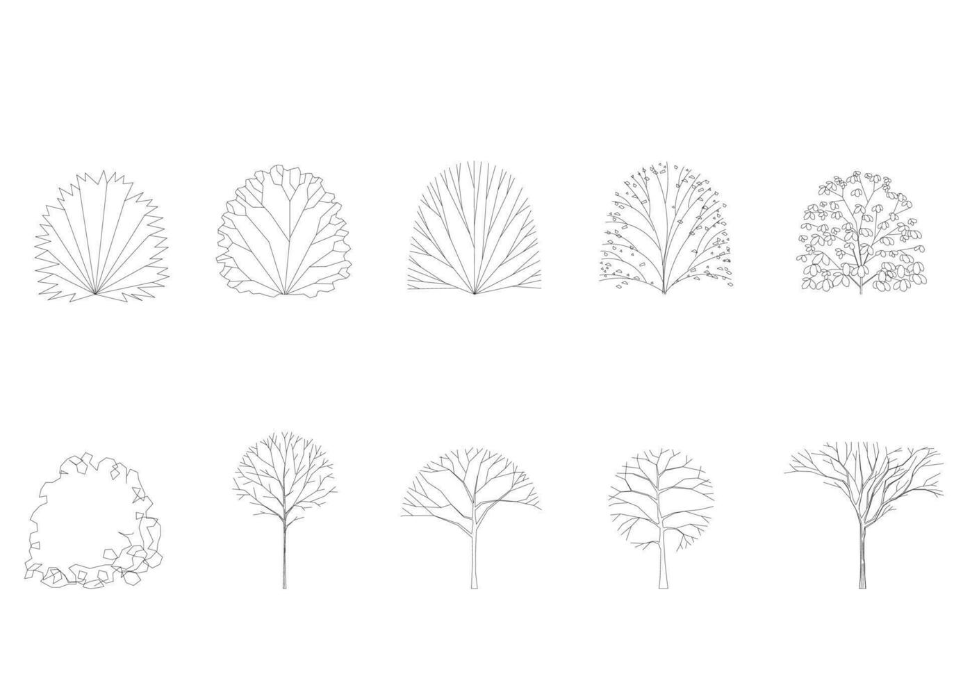 tree line drawing side view graphics vector