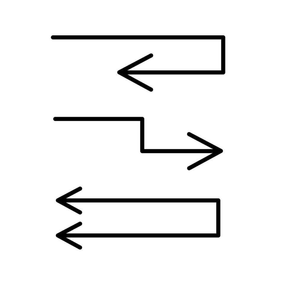Arrows set simple hand drawn vector illustration, free form sign pointing to right, showing direction