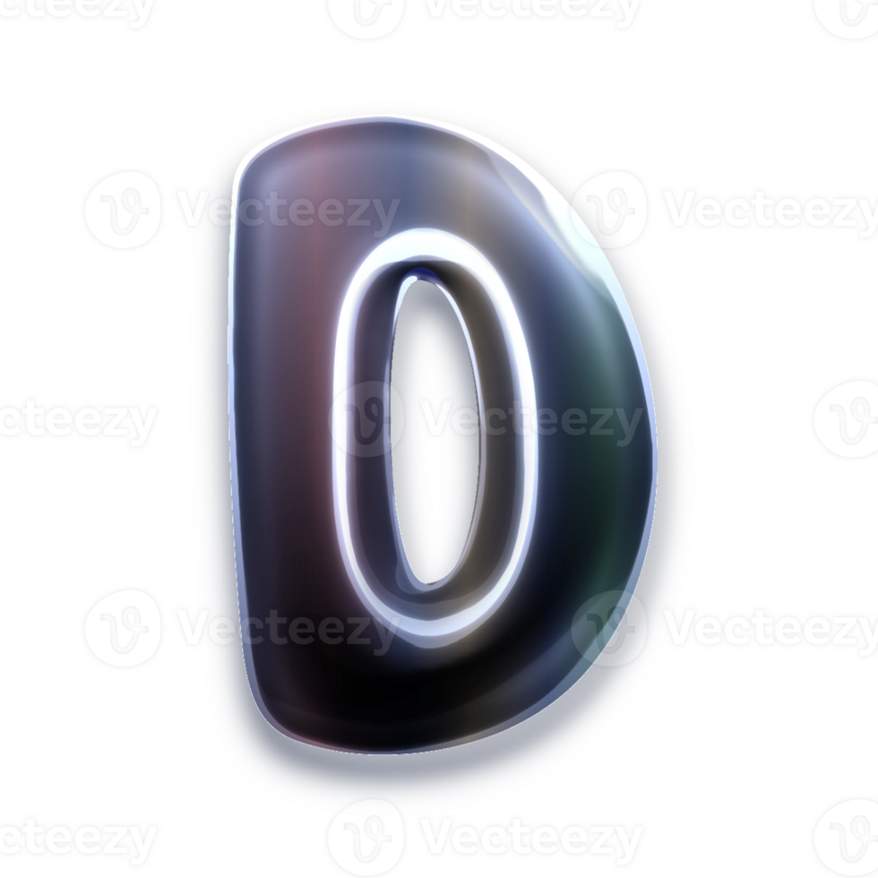 3d Silver Letter D png
