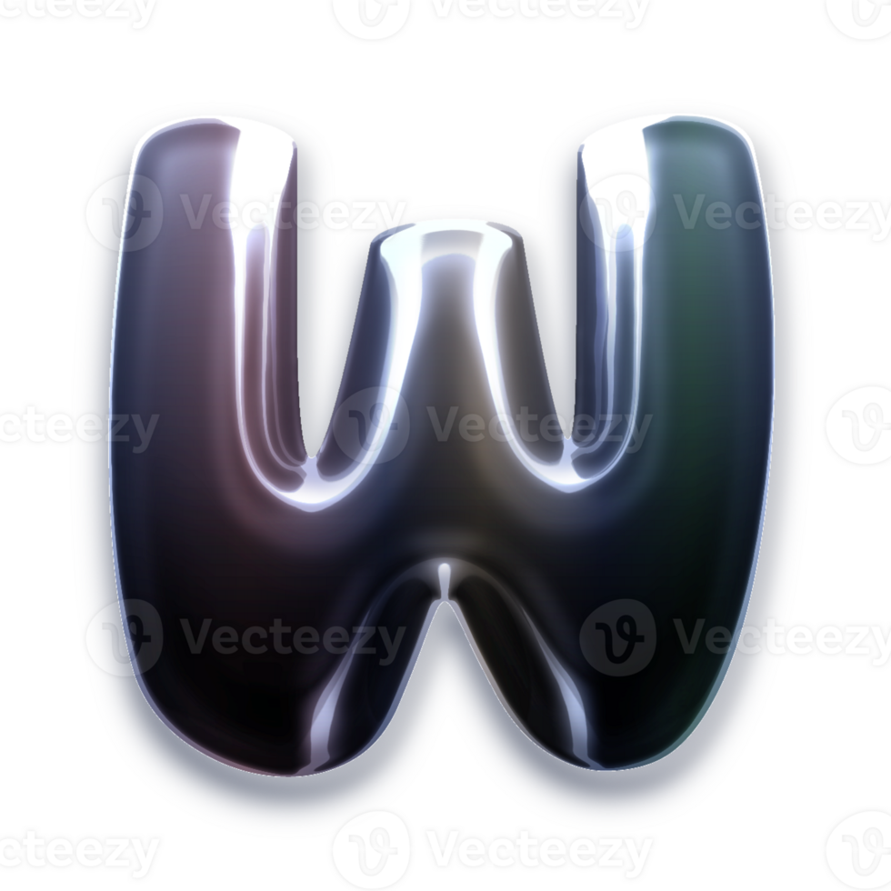 3d Silver Letter W png