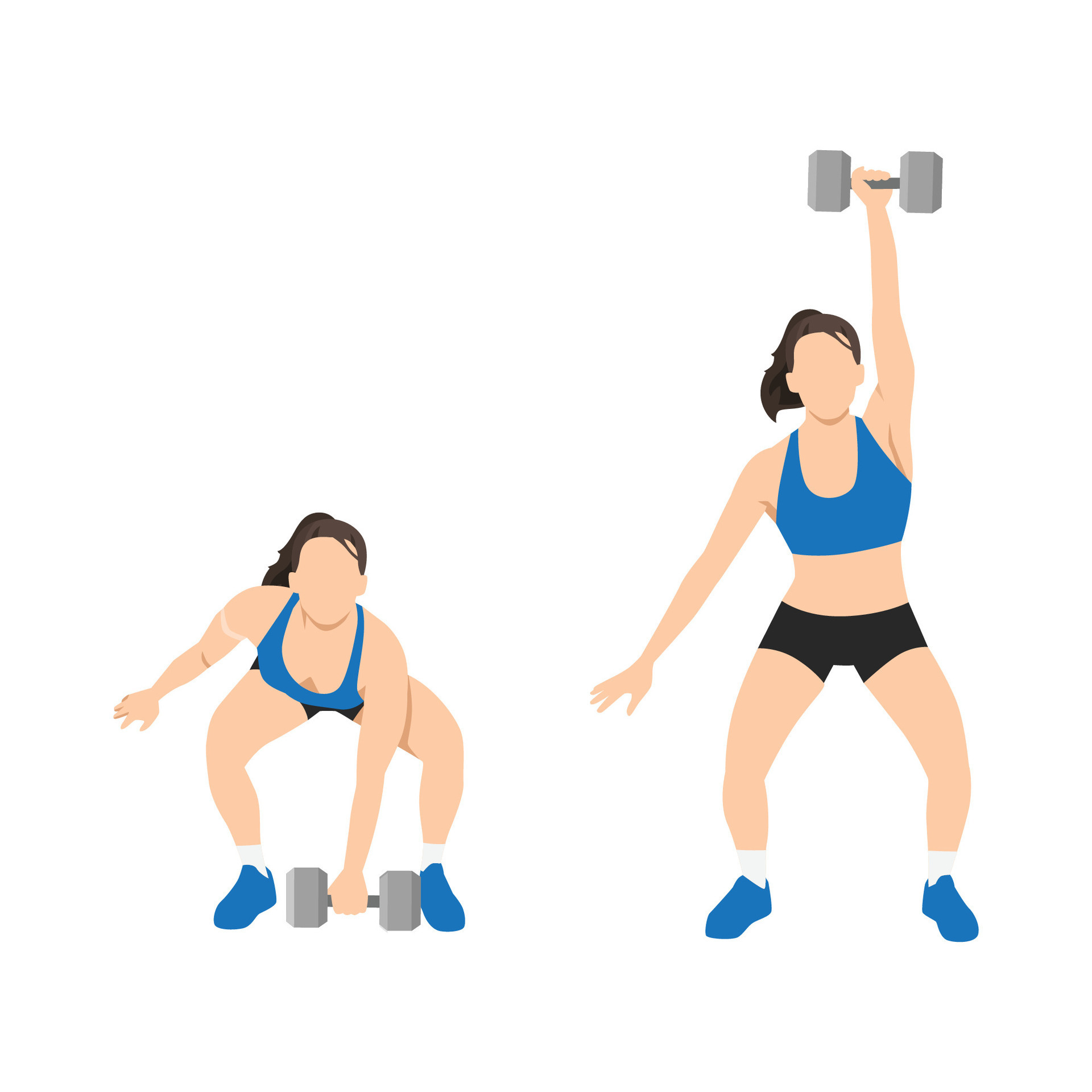 Woman doing the dumbbell power snatch exercise. 27439518 Vector