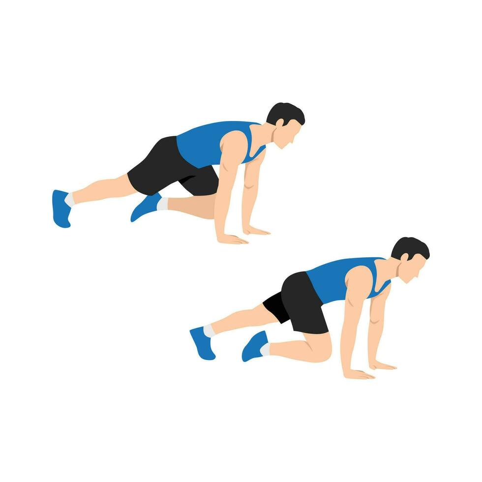 Man doing Mountain climber exercise. Flat vector illustration isolated on white background