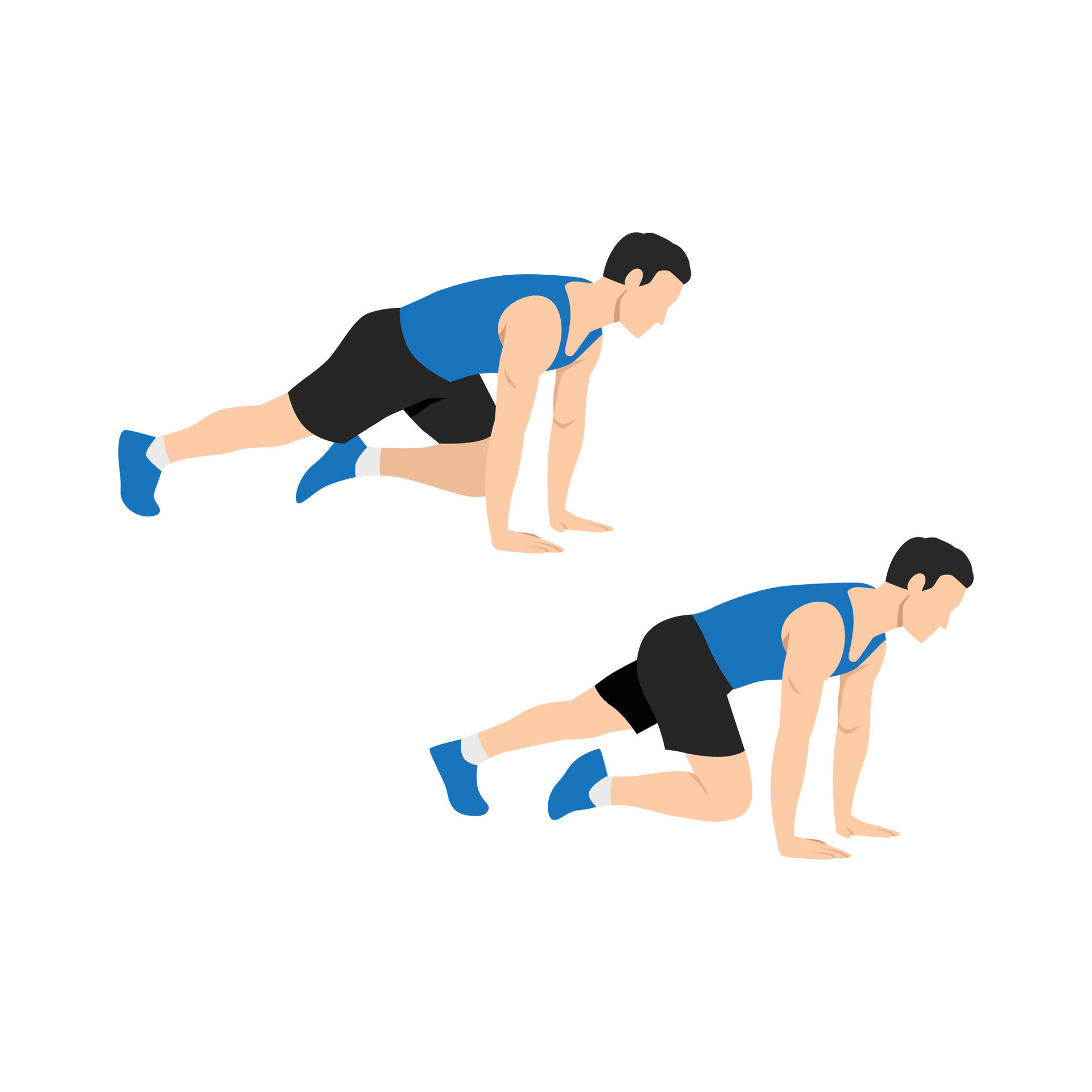 Man doing Mountain climber exercise. Flat vector illustration isolated