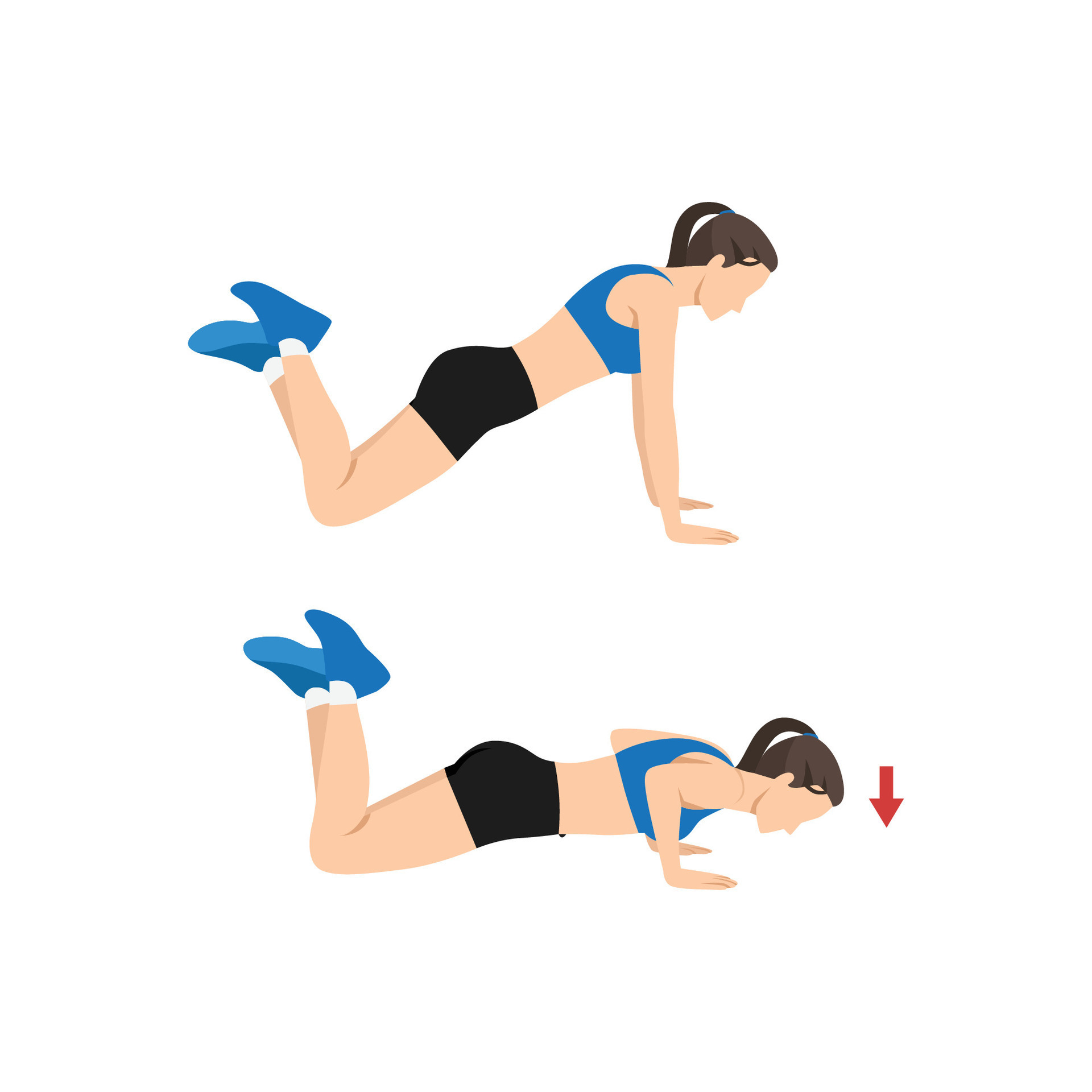 Woman doing Knee push up exercise. Flat vector illustration isolated on  white background 27439551 Vector Art at Vecteezy