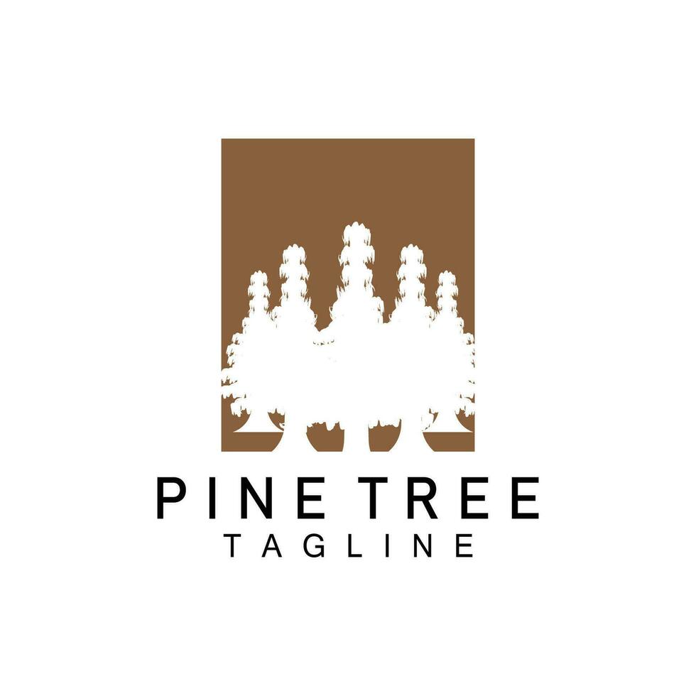 Pine Tree Logo, Vector Design Illustration Template Evergreen Tree Vintage Silhouette Forest