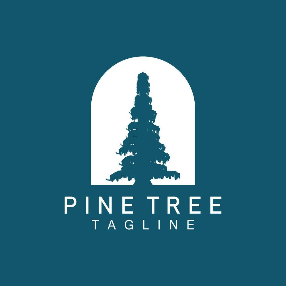 Pine Tree Logo, Vector Design Illustration Template Evergreen Tree Vintage Silhouette Forest