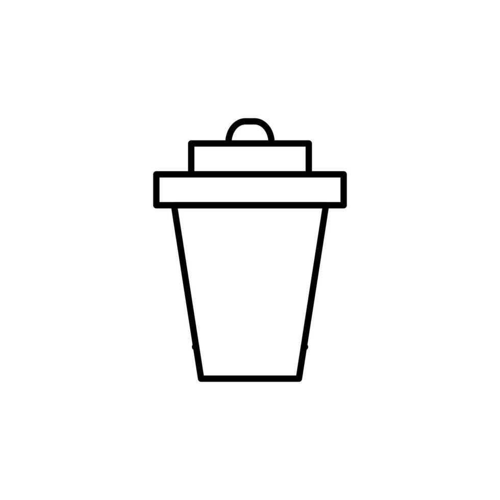 Trash Can Vector Symbol for Adverts. Perfect for web sites, books, stores, shops. Editable stroke in minimalistic outline style