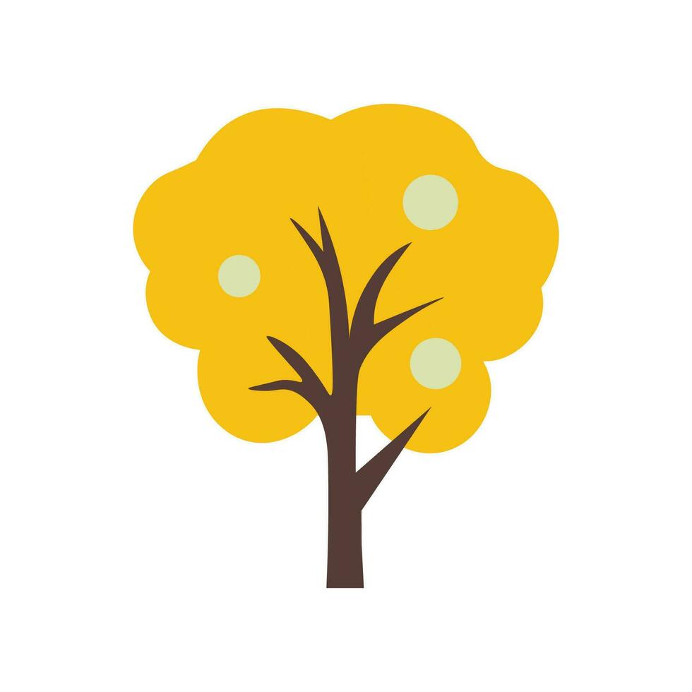 Yellow Autumn Tree Simple Icon in Flat Style. Suitable for design of websites, postcards, books, patterns and other purposes vector