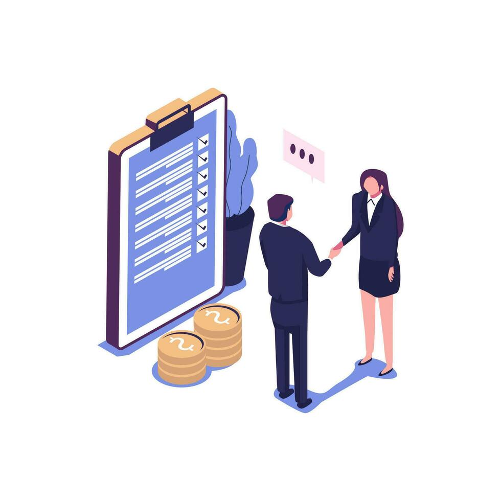 Customer relationship management flat style isometric illustration design vector