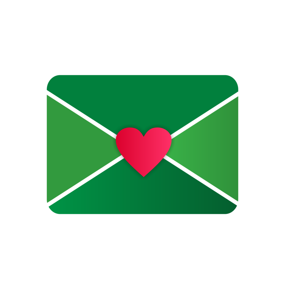 the middle love letter envelope icon is green png