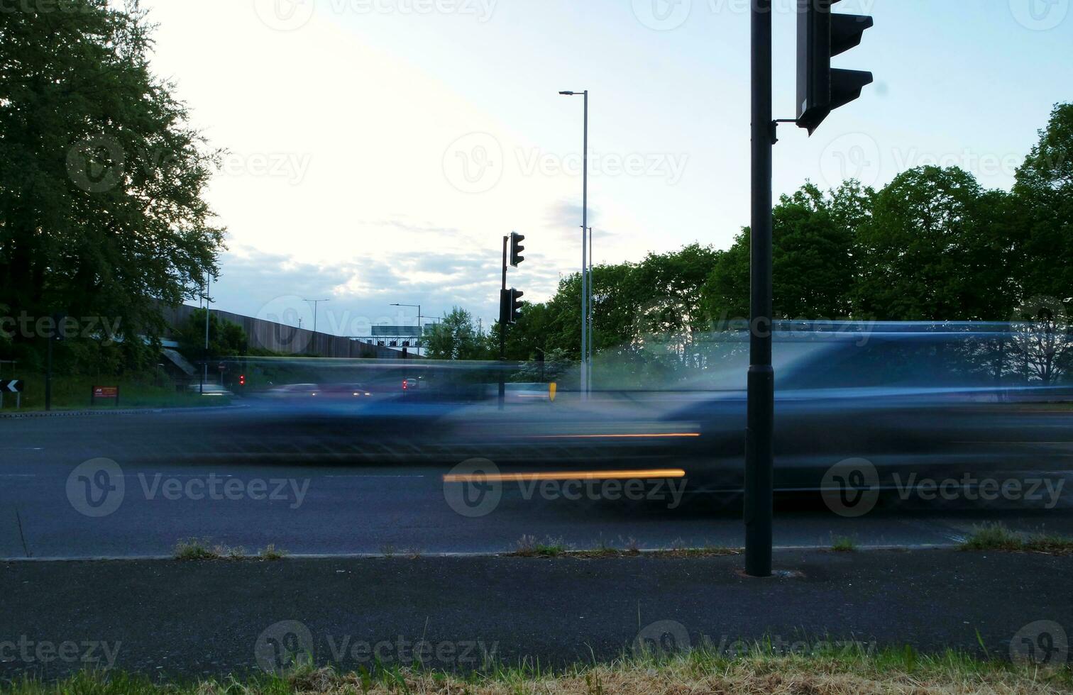 Long Exposure City and Road Footage of Evening Traffic over Luton City of England UK. Captured on May 15th, 2023 photo