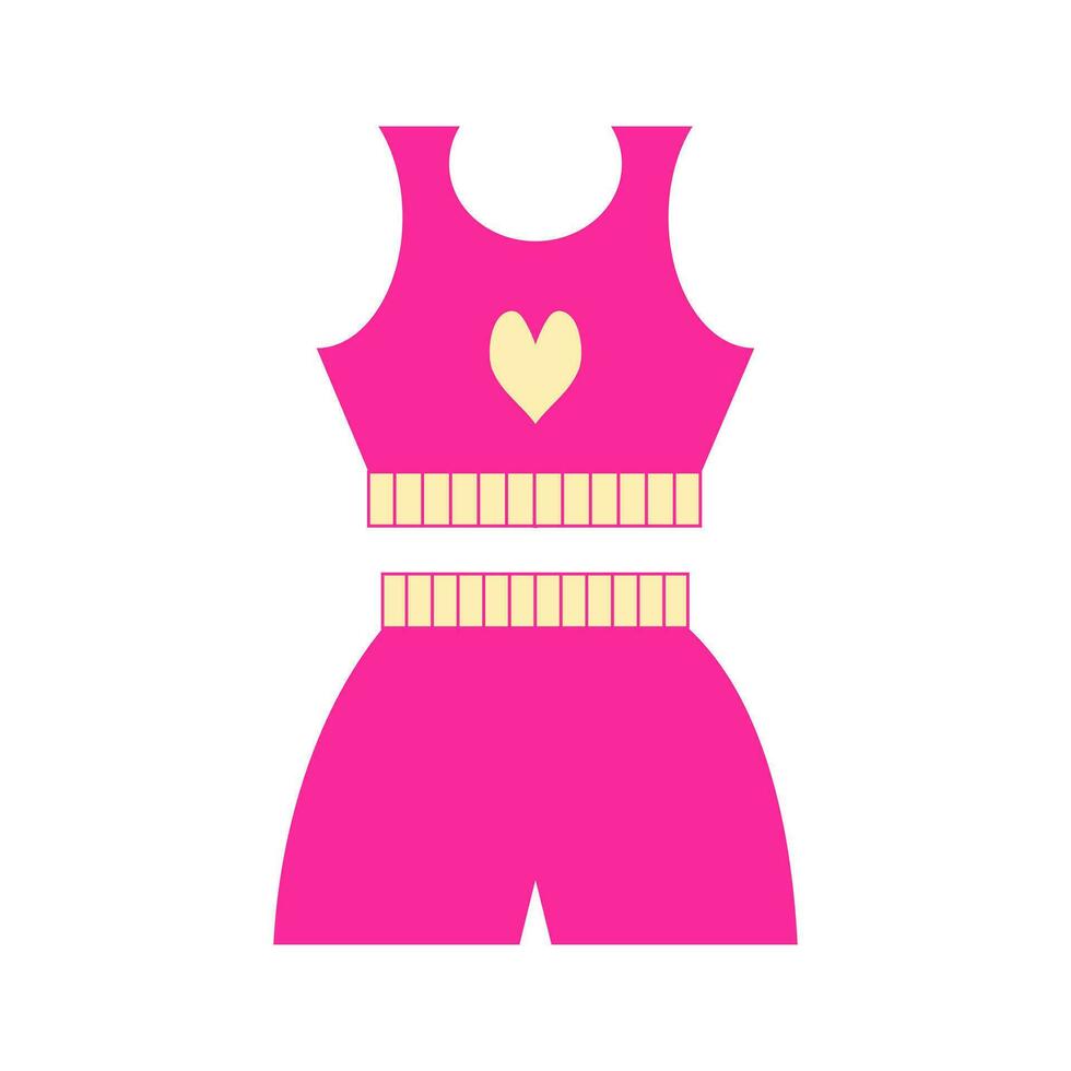 Pink doll girl, princess. Cute pink sport suit. Vector illustration