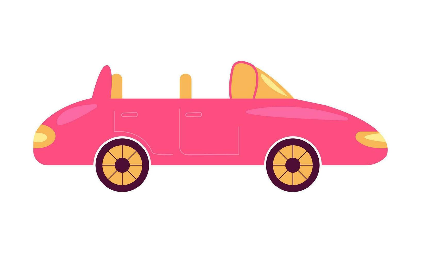 Bubble gum cute pink car, cabriolet. Vector illustration