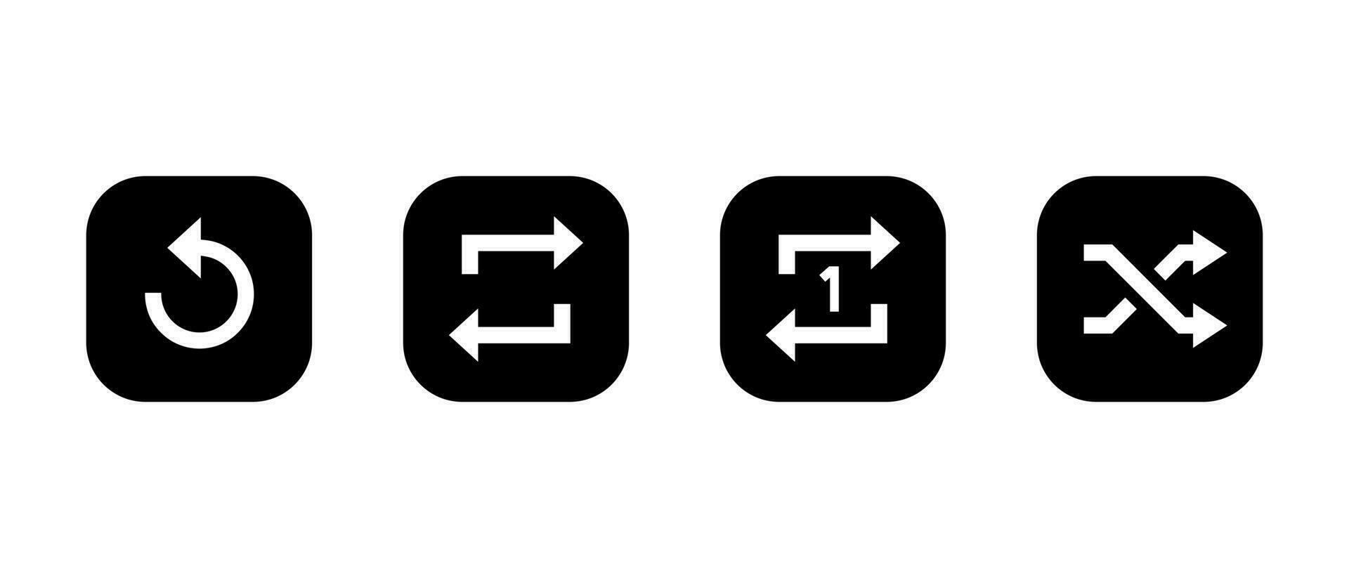 Replay, repeat, and shuffle playlist icon vector in square background
