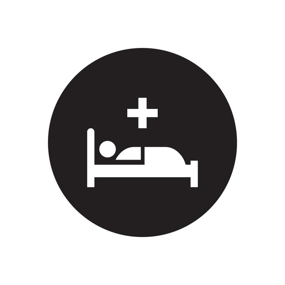 hospital cama icono vector. médico cuidado habitación firmar símbolo aislado en circulo antecedentes vector