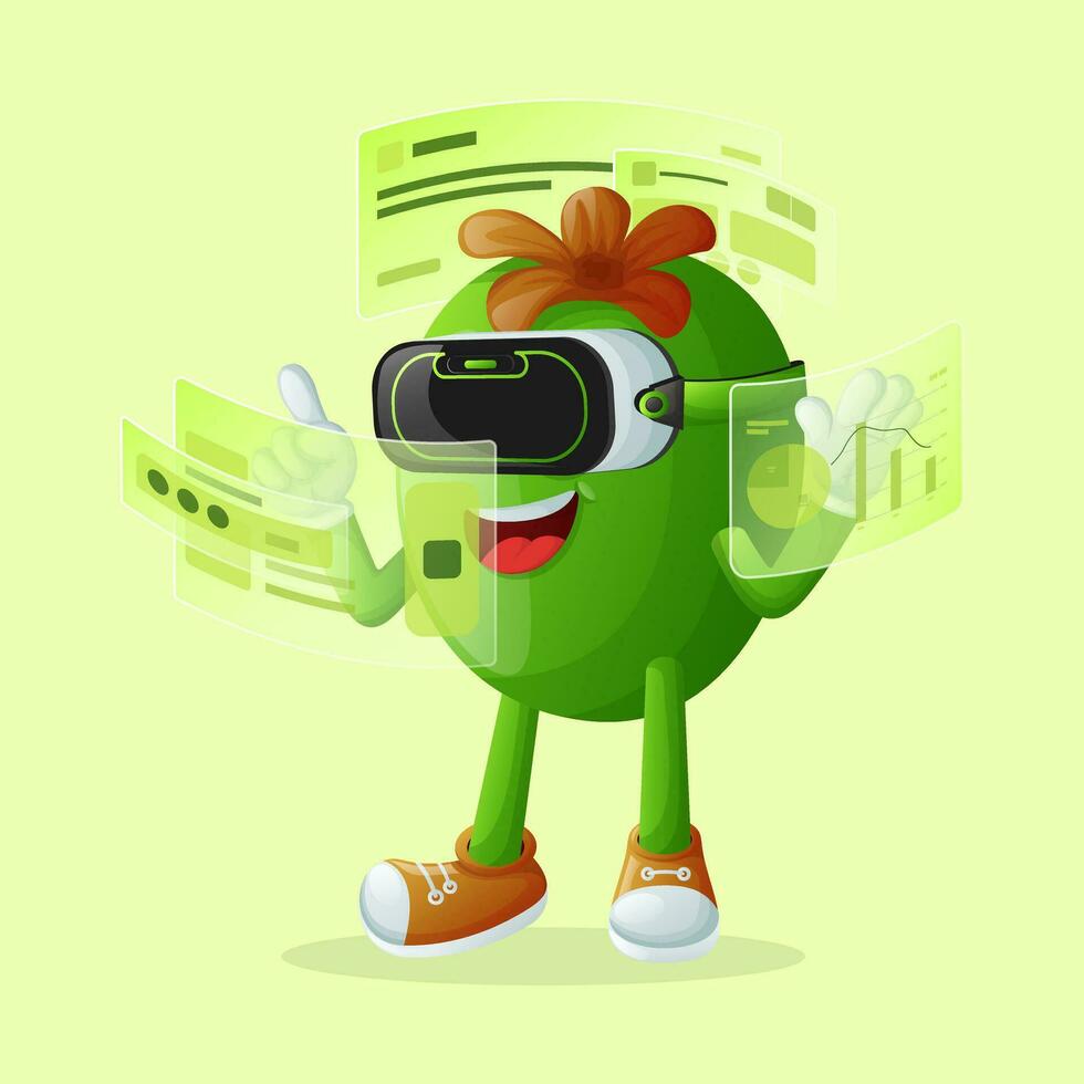 Cute Feijoa character in metaverse vector