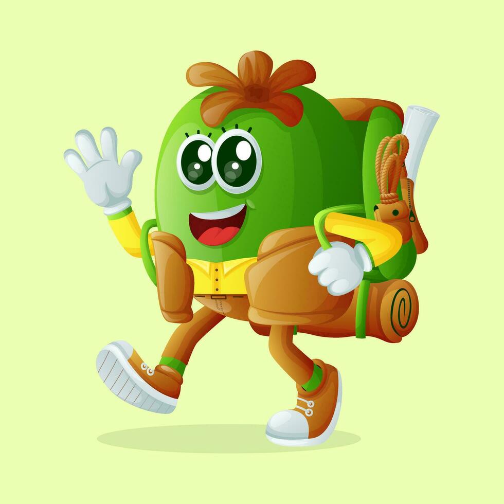 Cute Feijoa character on vacation vector