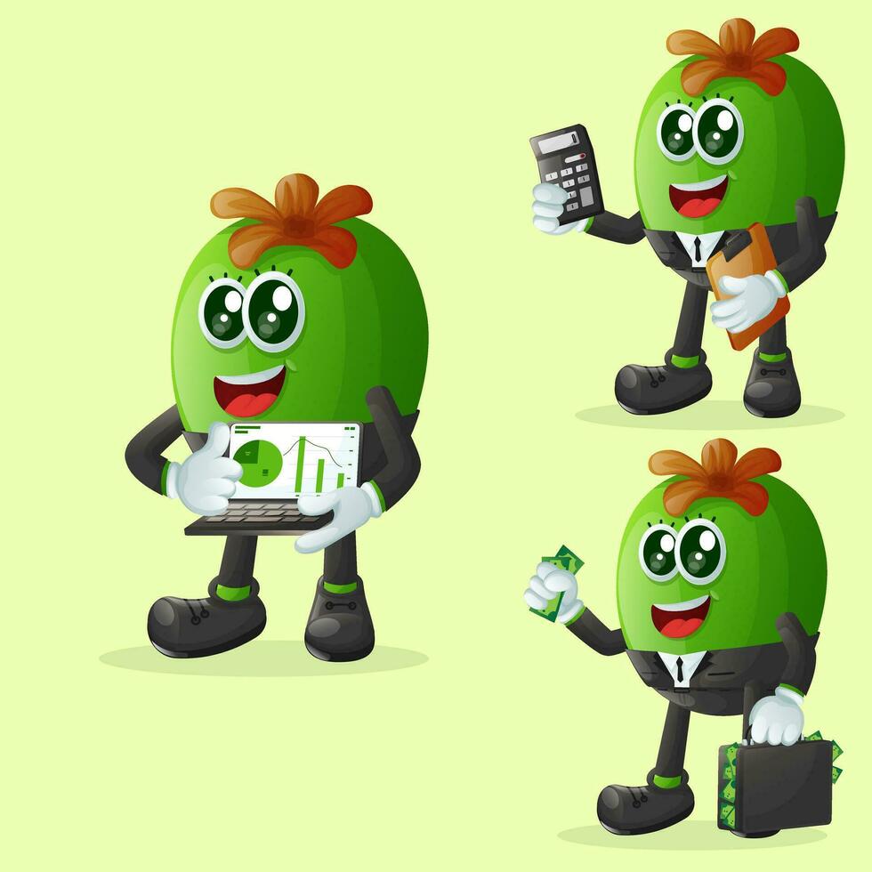Cute Feijoa characters in finance vector