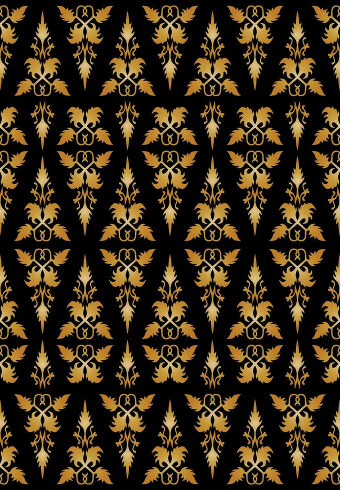 Indonesia Traditional Palembangnese Woven Cloth Songket Seamless Pattern. Gold and Red Color Combination. EPS 10 Vector. vector