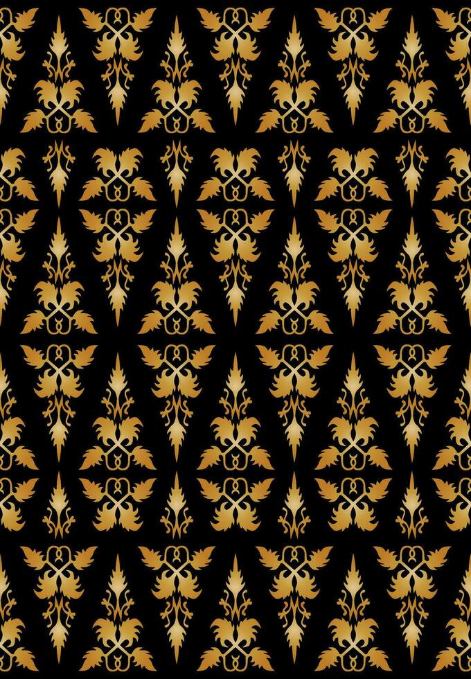 Indonesia Traditional Palembangnese Woven Cloth Songket Seamless Pattern. Gold and Red Color Combination. EPS 10 Vector. vector