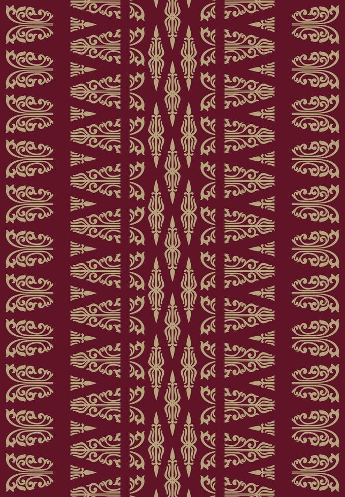 Indonesia Traditional Palembangnese Woven Cloth Songket Seamless Pattern. Gold and Red Color Combination. EPS 10 Vector. vector