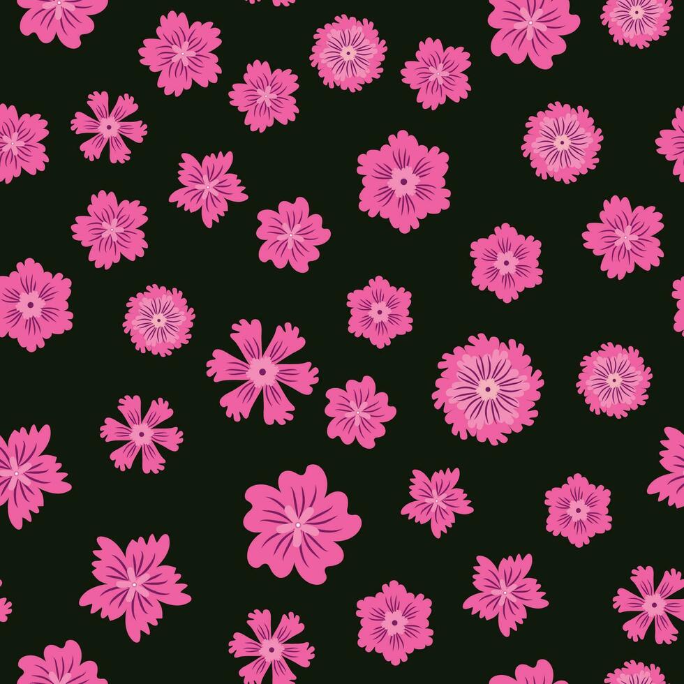 Fairy meadow with flowers seamless pattern. Cute feminine design vector