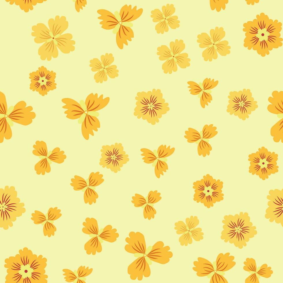 Fairy meadow with flowers seamless pattern. Cute feminine design vector