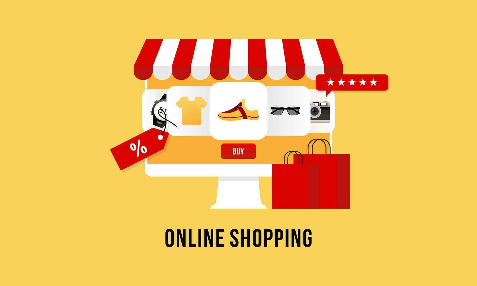 Smartphone with shop app. Shopping online on website in mobile application vector