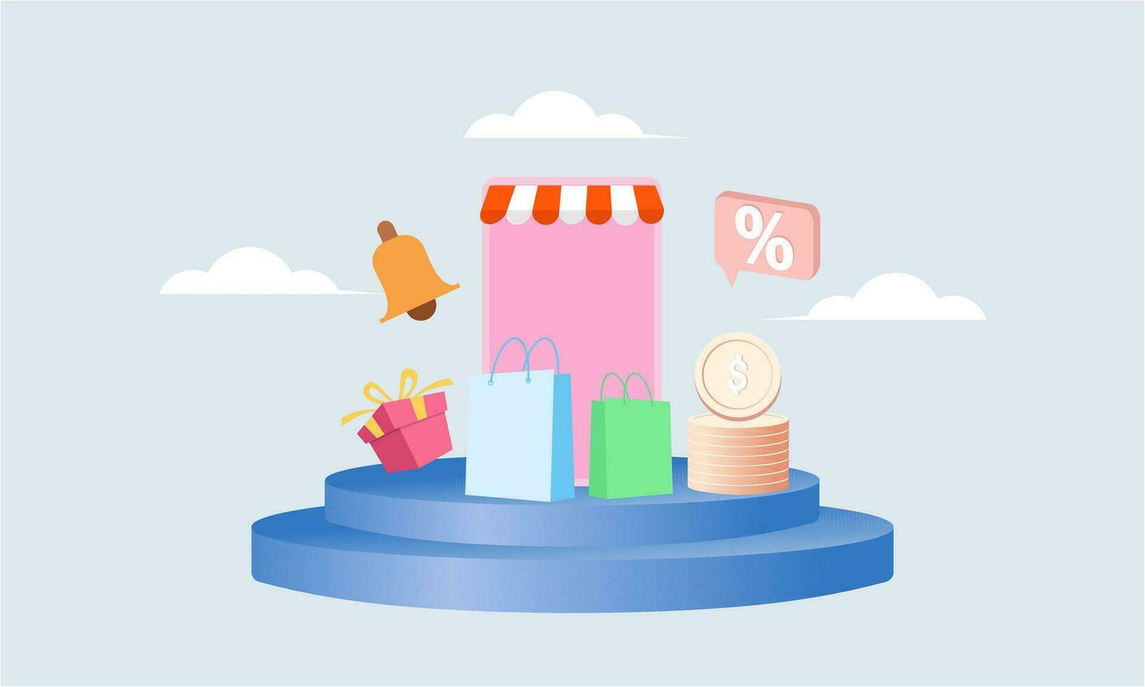 Smartphone with shop app. Shopping online on website in mobile application vector