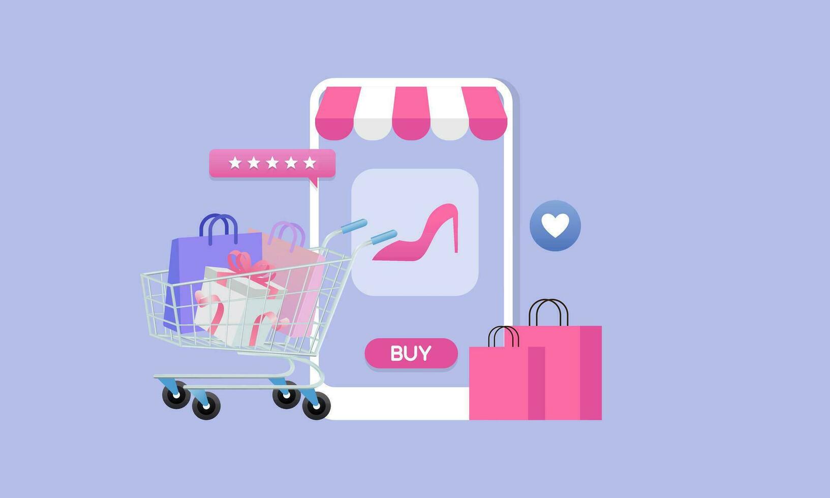 Smartphone with shop app. Shopping online on website in mobile application vector