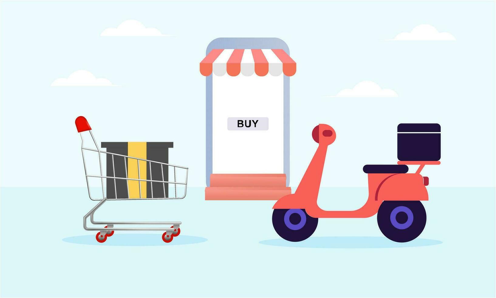 Smartphone with shop app. Shopping online on website in mobile application vector