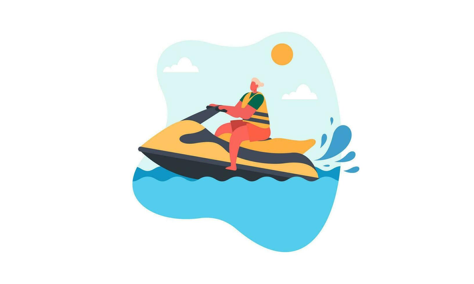 People young riding a jet ski vector illustration