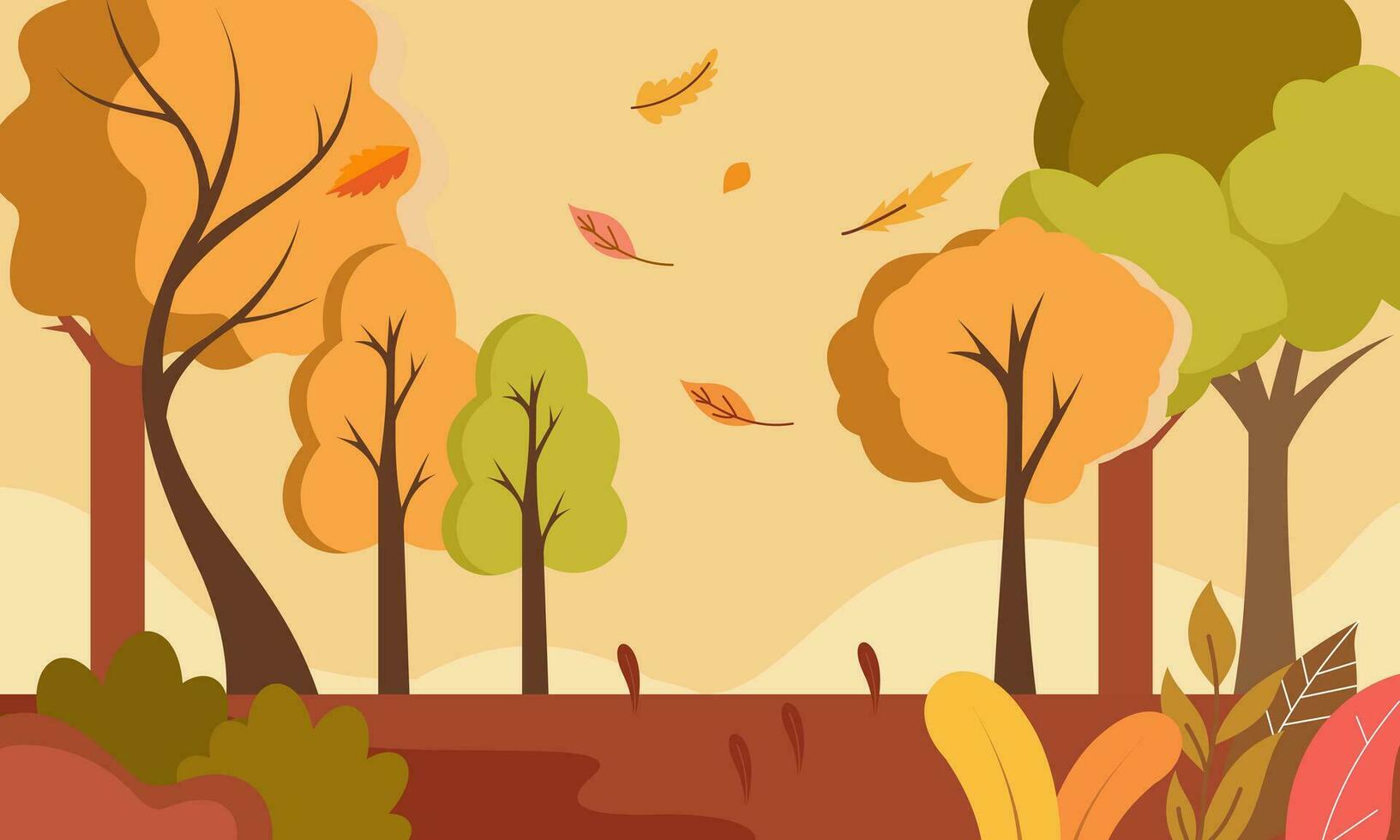 Flat autumn leaves background vector