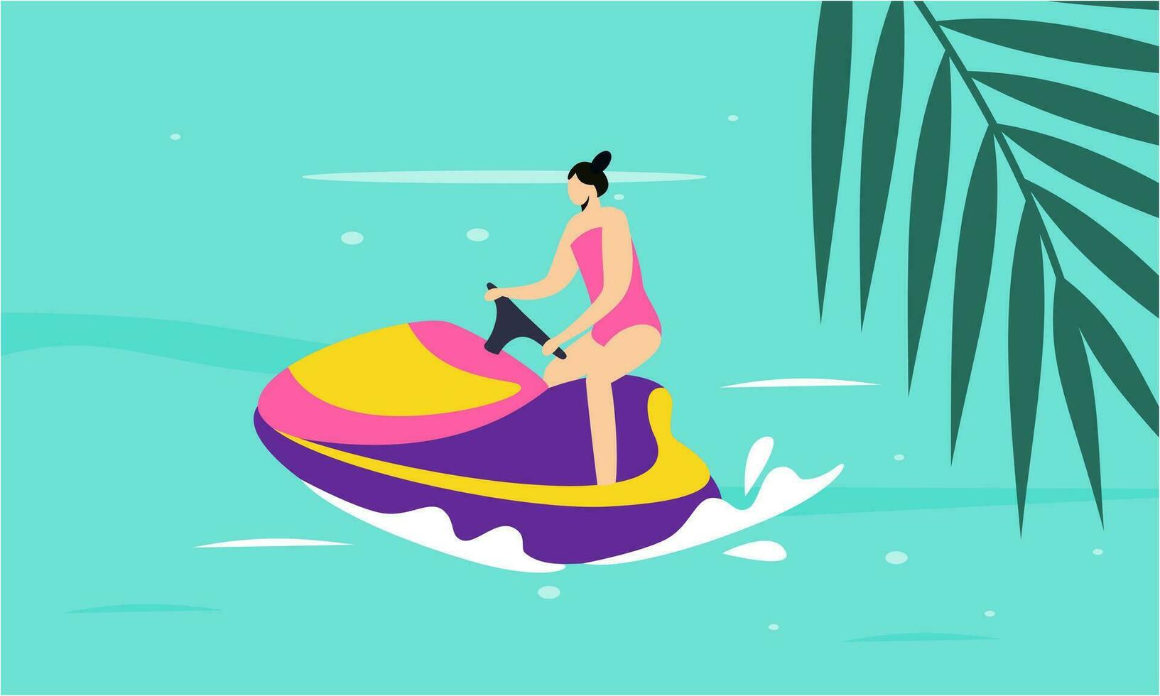 People young riding a jet ski vector illustration