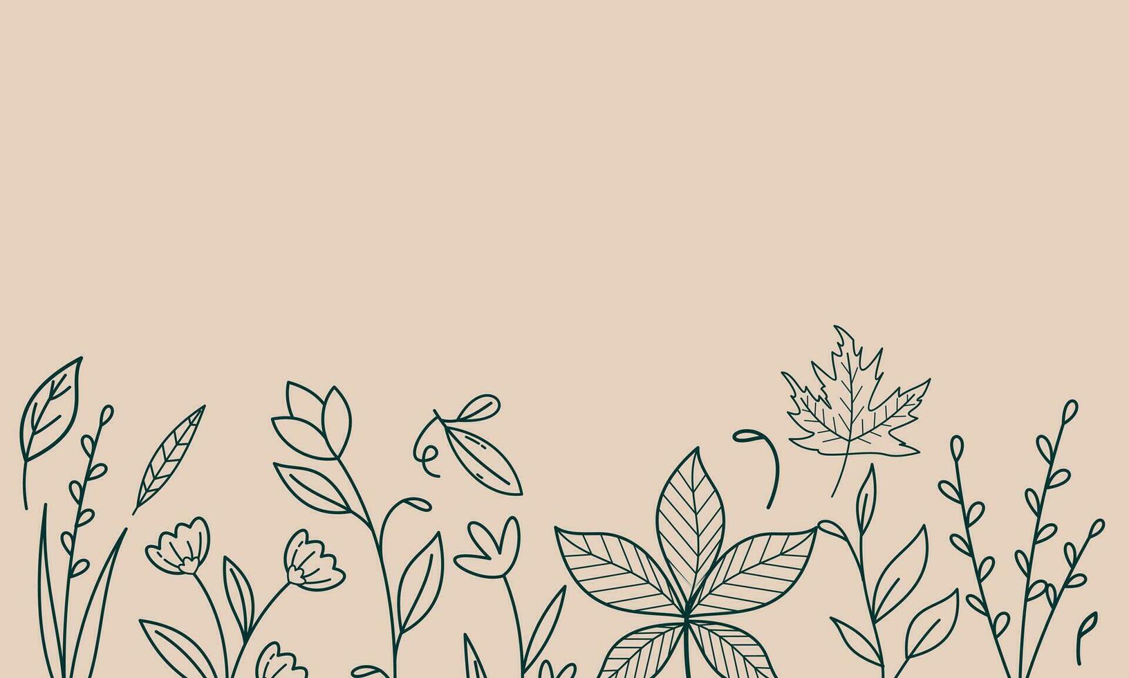 Hand drawn autumn leaves background logo vector